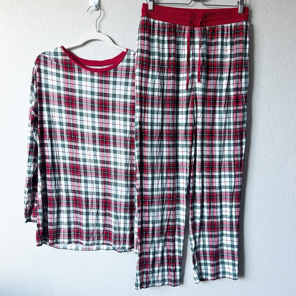 Little Sleepies Mens Holiday Chirstmas Plaid Lunaluxe Bamboo Pajama‎ Set Size L